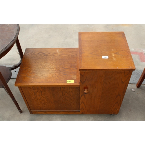 2843 - A MODERN OAK VENEERED TELEPHONE TABLE/SEAT