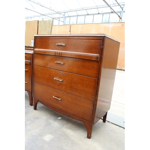 2858 - A RETRO LEBUS OAK CHEST OF FOUR DRAWERS, 31