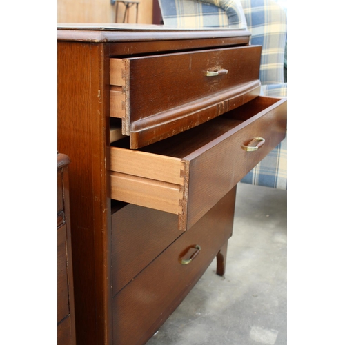 2858 - A RETRO LEBUS OAK CHEST OF FOUR DRAWERS, 31