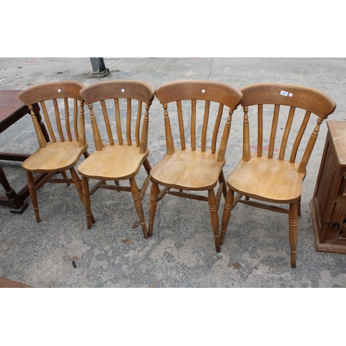 2874 - A SET OF FOUR VICTORIAN STYLE BEECH KITCHEN CHAIRS