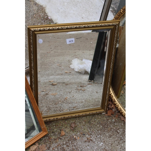 2878 - A MODERN GILT FRAMED WALL MIRROR, 22