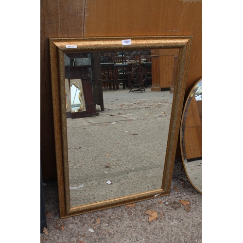 2890 - A MODERN BEVEL EDGE WALL MIRROR, 34