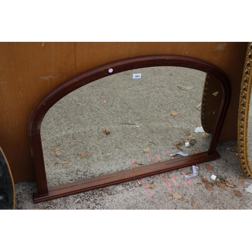 2893 - A MODERN HARDWOOD OVERMANTEL MIRROR, 45