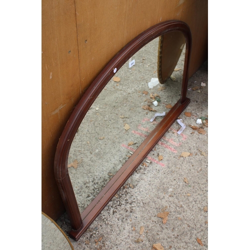 2893 - A MODERN HARDWOOD OVERMANTEL MIRROR, 45