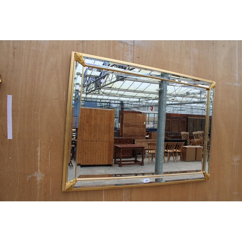 2895 - A MODERN GILT FRAMED AND BEVEL EDGE WALL MIRROR, 40