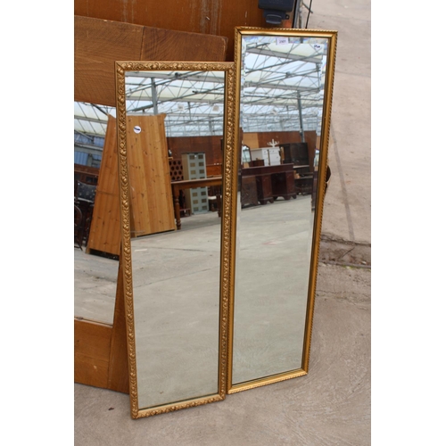 2901 - TWO MODERN GILT FRAMED WALL MIRRORS