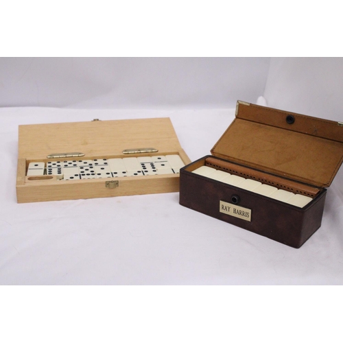 288 - TWO BOXED DOMINO SETS WITH SCORE BOARD