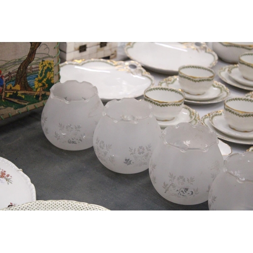 299 - FIVE VINTAGE GLASS LIGHT SHADES