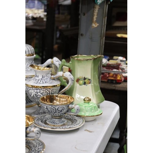 A R.CAPODIMONTE COFFEE SERVICE TO INCLUDE SIX CUPS AND SAUCERS