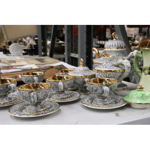 A R.CAPODIMONTE COFFEE SERVICE TO INCLUDE SIX CUPS AND SAUCERS