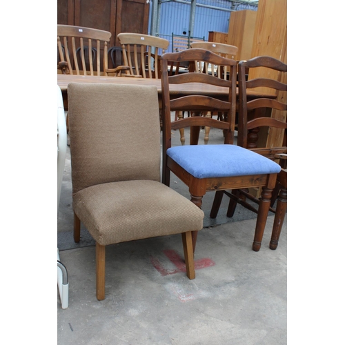 2916 - FIVE MODERN LADDER-BACK DINING CHAIRS, ONE BEING A CARVER AND BEDROOM CHAIR