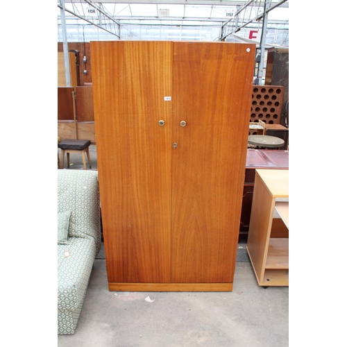 2919 - A RETRO TEAK TWO DOOR WARDROBE, 36