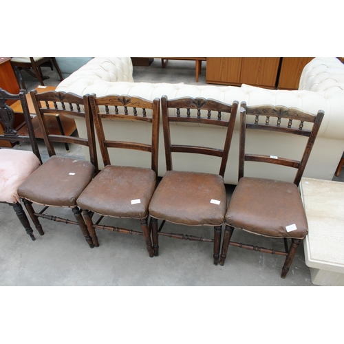 2928 - FOUR EDWARDIAN BEECH BEDROOM CHAIRS, A SINGLE BEDROOM CHAIR, AN EARLY 20TH CENTURY OAK DINING CHAIR,... 