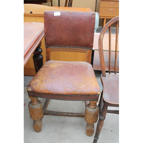 2928 - FOUR EDWARDIAN BEECH BEDROOM CHAIRS, A SINGLE BEDROOM CHAIR, AN EARLY 20TH CENTURY OAK DINING CHAIR,... 