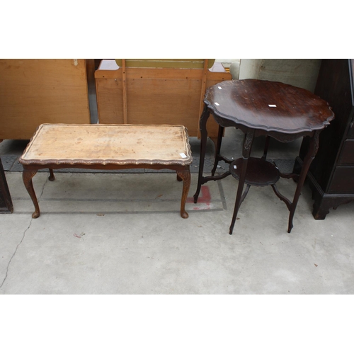 2931 - A LATE VICTORIAN TWO TIER CENTRE TABLE AND MODERN COFFEE TABLE