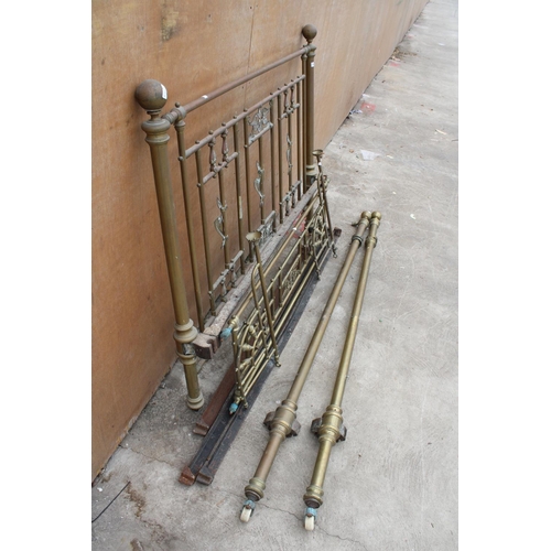 2937 - A VICTORIAN BRASS HALF TESTER 5' BEDSTEAD