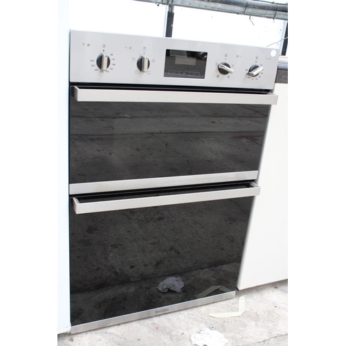 2308 - A CHROME AND BLACK BAUMATIC INTERGRATED DOUBLE OVEN