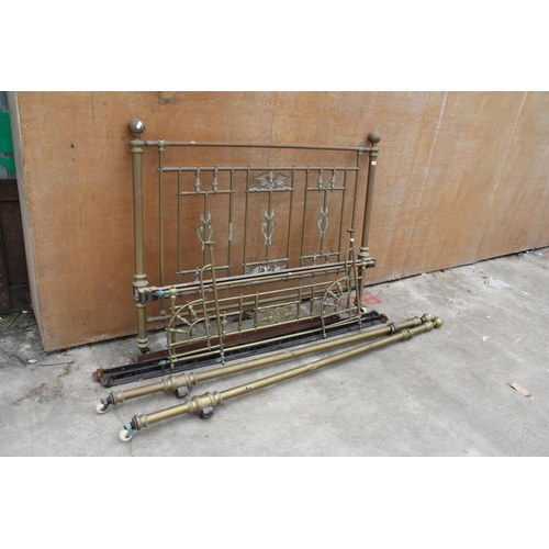 2937 - A VICTORIAN BRASS HALF TESTER 5' BEDSTEAD