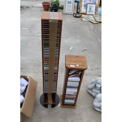 TWO CD RACKS AND A LARGE ASSORTMENT OF CDS