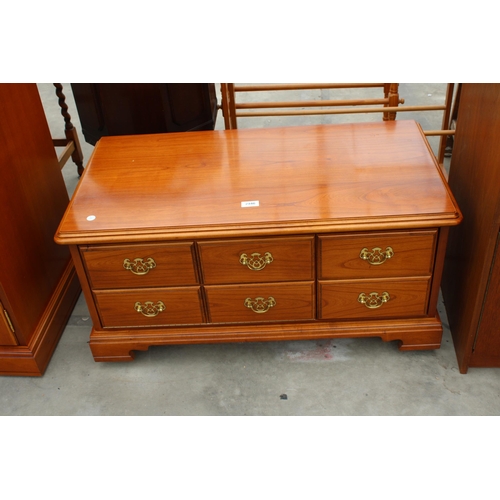 2946 - A YOUNGER FURNITURE LOW UNIT WITH DROP-DOWN FRONT, 34 INCHES WIDE