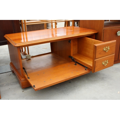 2946 - A YOUNGER FURNITURE LOW UNIT WITH DROP-DOWN FRONT, 34 INCHES WIDE