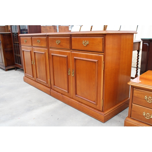 2947 - A PAIR OF YOUNGER FURNITURE SIDE CABINETS, BOTH WITH 2 DRAWERS AND 2 CUPBOARDS, EACH 34 INCHES WIDE