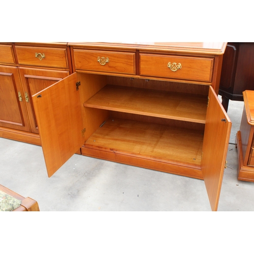 2947 - A PAIR OF YOUNGER FURNITURE SIDE CABINETS, BOTH WITH 2 DRAWERS AND 2 CUPBOARDS, EACH 34 INCHES WIDE