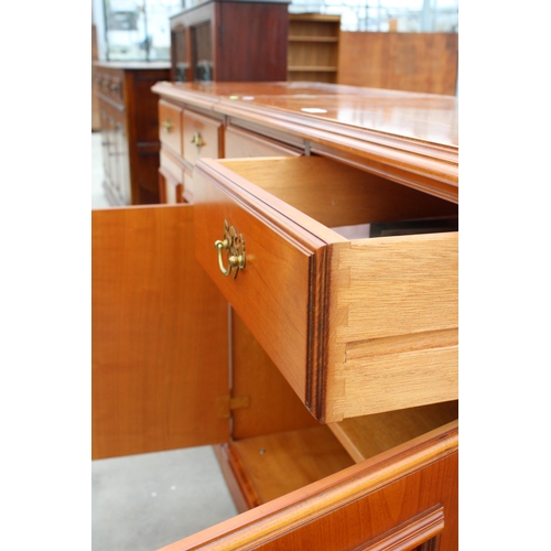 2947 - A PAIR OF YOUNGER FURNITURE SIDE CABINETS, BOTH WITH 2 DRAWERS AND 2 CUPBOARDS, EACH 34 INCHES WIDE