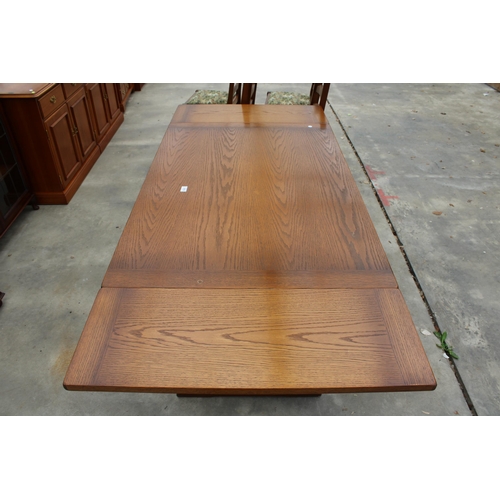 2950 - AN OAK JAYCEE REFECTORY STYLE DRAW-LEAF DINING TABLE, 48 X 32 INCHES (LEAVES 12 INCHES EACH)