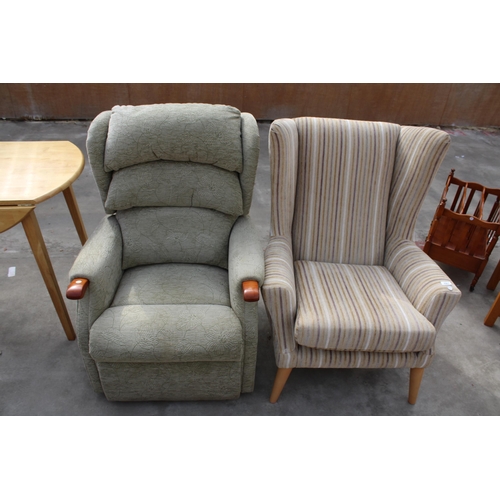 2967 - TWO ITEMS TO INCLUDE AN UPHOLSTERED PARKER KNOLL WINGBACK CHAIR AND A FURTHER UPHOLSTERED RECLINER C... 