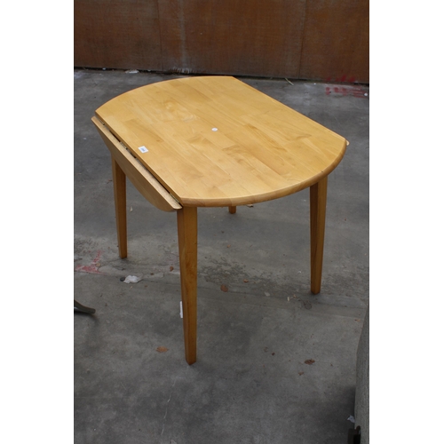 2968 - AN OAK DROP LEAF TABLE, DIAMETER 92CM