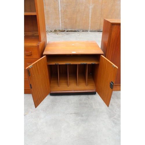 2973 - A MID CENTURY RETRO TEAK RECORD CABINET, WIDTH 59CM