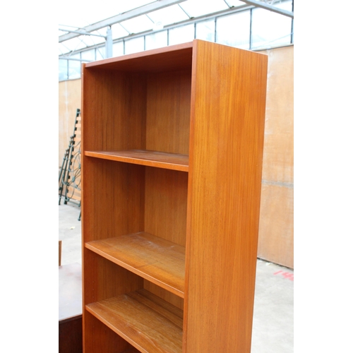 2974 - A MID CENTURY DANISH DOMINO DOBLER, RETRO TEAK BOOKCASE WITH FOUR LOWER DRAWERS