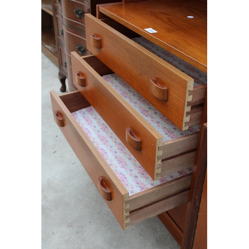 2974 - A MID CENTURY DANISH DOMINO DOBLER, RETRO TEAK BOOKCASE WITH FOUR LOWER DRAWERS