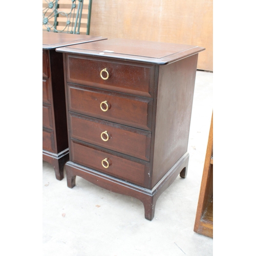 2977 - A PAIR OF STAG MINSTREL FOUR DRAWER BEDSIDE CHESTS