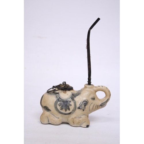 324 - A CHINESE BLUE/WHITE PORCELAIN ELEPHANT INCENSE BURNER