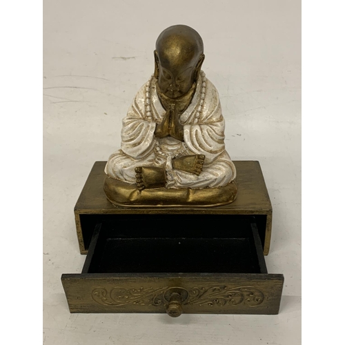 316 - A CREAM/WHITE BUDDHA JEWELLERY BOX