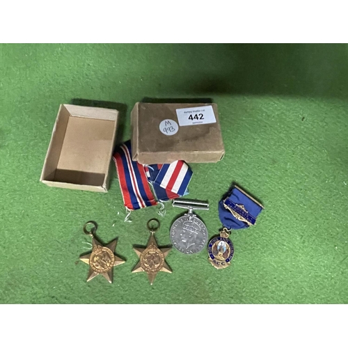 442 - WORLD WAR II MEDALS, 1939-45 STAR, FRANCE AND GERMANY STAR 1939-45 MEDAL ETC.