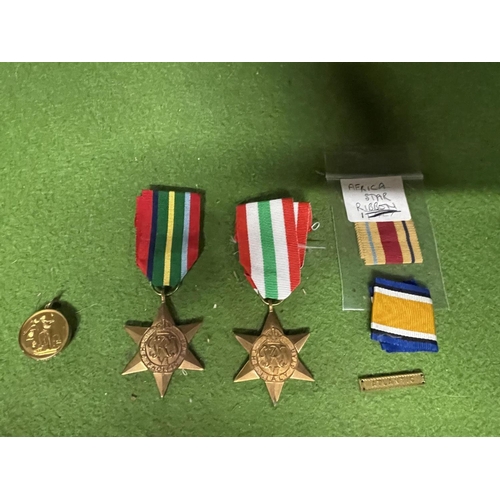 444 - TWO UK WWII MEDALS, PACIFIC AND ITALY, PLUS AN ESCAPULATED EXAMPLE