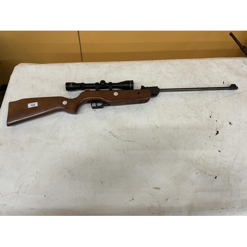 448 - A WEBLEY .22 CALIBRE SPORT AIR RIFLE, 46CM BARREL. SERIAL NUMBER 08482-03. WEBLEY 3.9 X 40 TELESCOPI... 