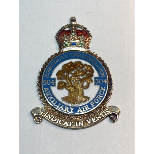 473 - A HALLMARKED BIRMINGHAM SILVER GILT AND ENAMEL MEDAL COUNTY OF NOTTINGHAM SQUADRON AUXILIARY AIR FOR... 