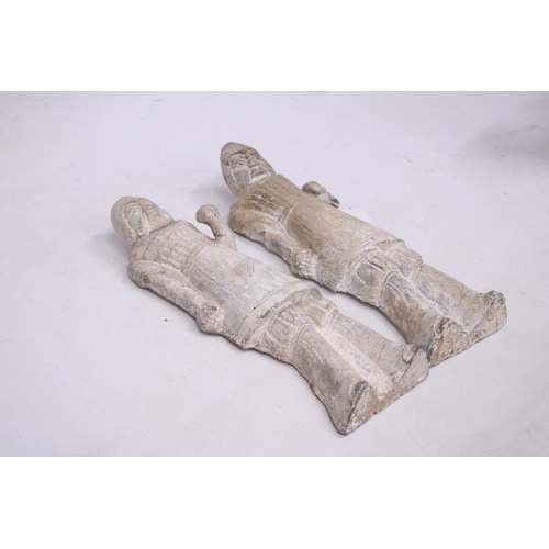 393 - A PAIR OF REPRODUCTION HAN DYNASTY WALL PLAQUES (A/F)