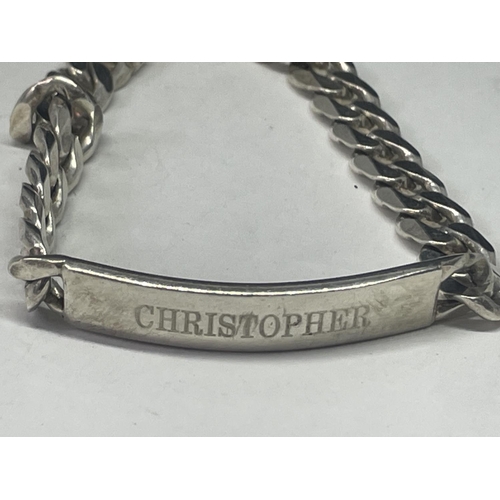 524 - A SILVER I.D BRACELET