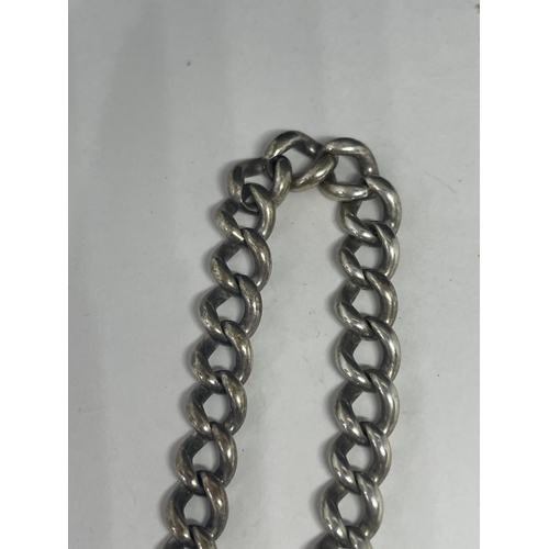 547 - A SILVER DOUBLE ALBERT WRIST CHAIN