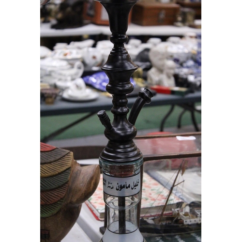 266 - TWO GLASS AND METAL SHISHA PIPES