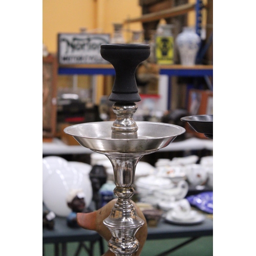 266 - TWO GLASS AND METAL SHISHA PIPES