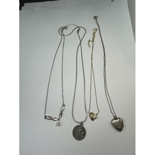 538 - FOUR SILVER NECKLACES WITH PENDANTS