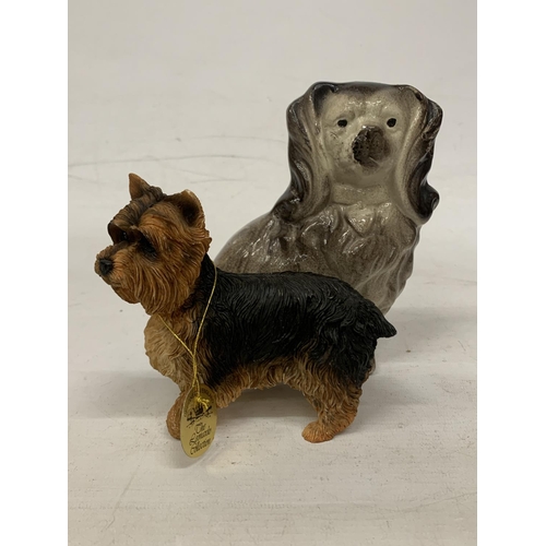 718 - A FIGURE OF A MANTLE BLACK SPANIEL DOG AND A FURTHER LEONARD COLLECTION FIGURE OF A YORKSHIRE TERRIE... 