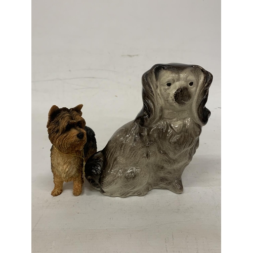 718 - A FIGURE OF A MANTLE BLACK SPANIEL DOG AND A FURTHER LEONARD COLLECTION FIGURE OF A YORKSHIRE TERRIE... 