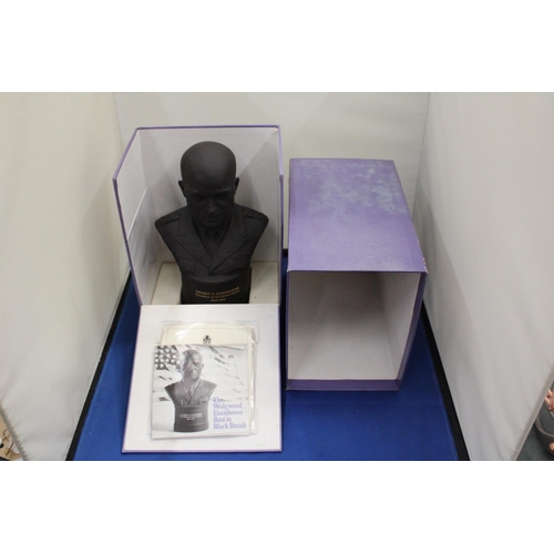 859 - A WEDGWOOD BLACK BASALT LIMITED EDITION  BUST OF EISENHOWER 2670 OF 5000 IN ORIGINAL BOX